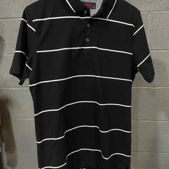 Smash Other - Black and White Striped Polo Shirt
